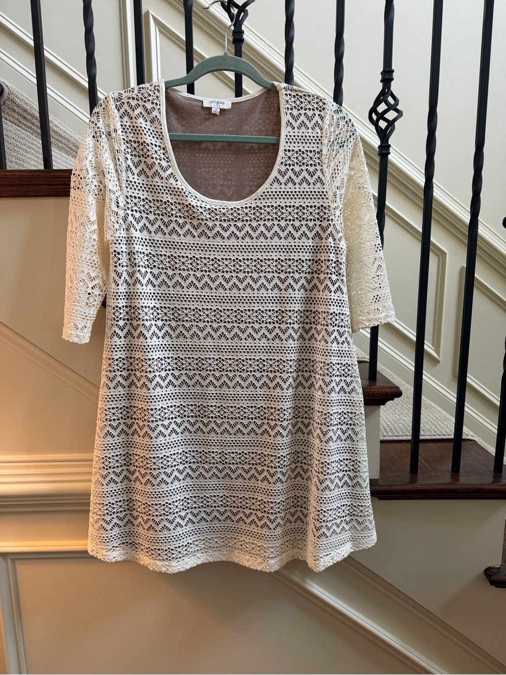 Umgee small Cream Crochet Lace Tunic Top